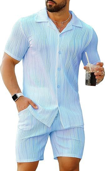 Street Fashion Outfit For Men - Men's 2 Piece Outfits Short Sleeve
