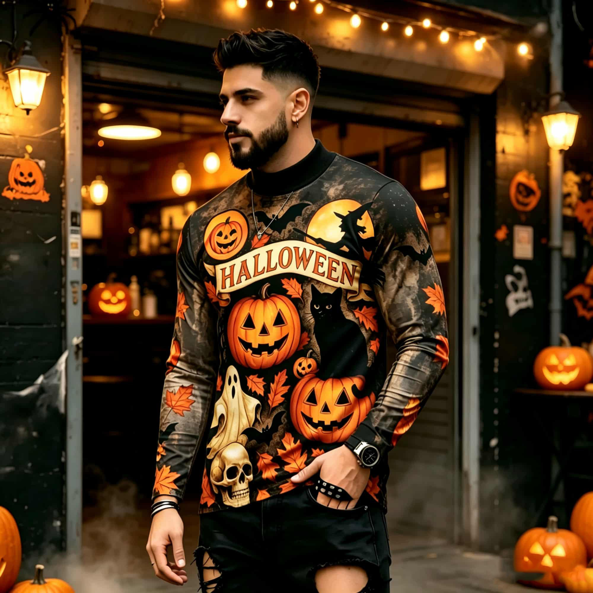 Street Fashion For Man - Casual Fashion Street Style Halloween Printed