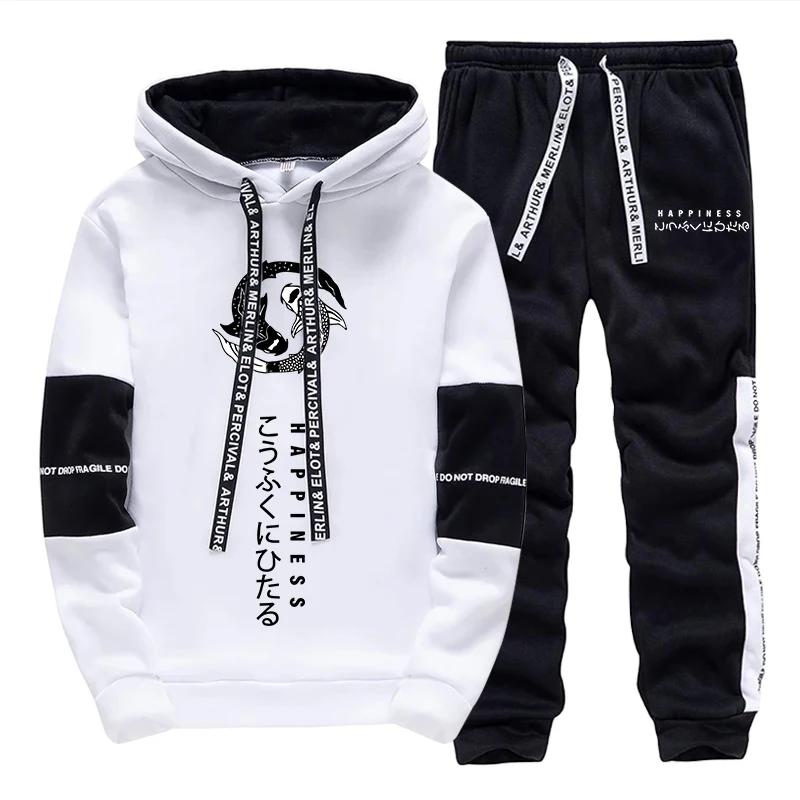 Street Fashion Men - Fashion Men's Tracksuit Print Casual Hooded