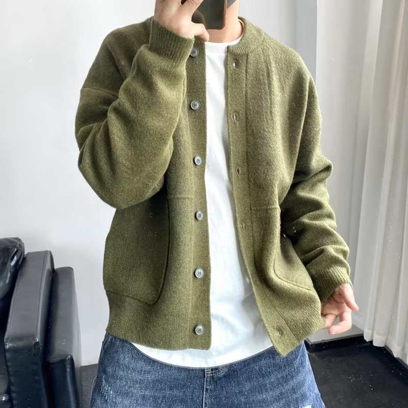 Street Fashion Jacket Men - Student Autumn Winter Thickened Sweater Jacket