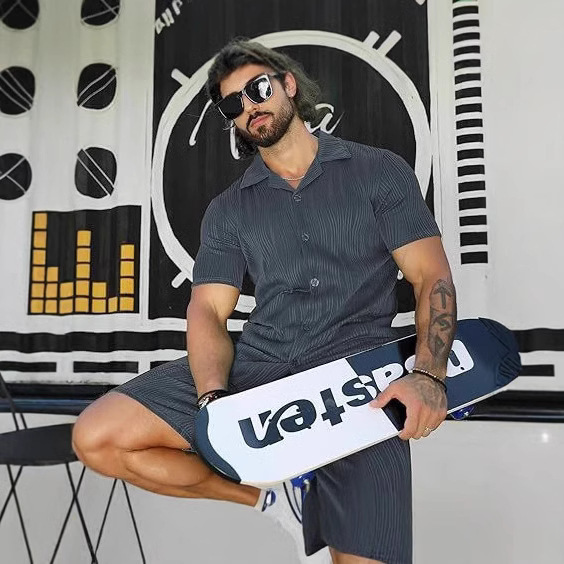 Men's 2 Piece Outfits Short Sl - огляд і ціна Street Fashion Outfit For Men