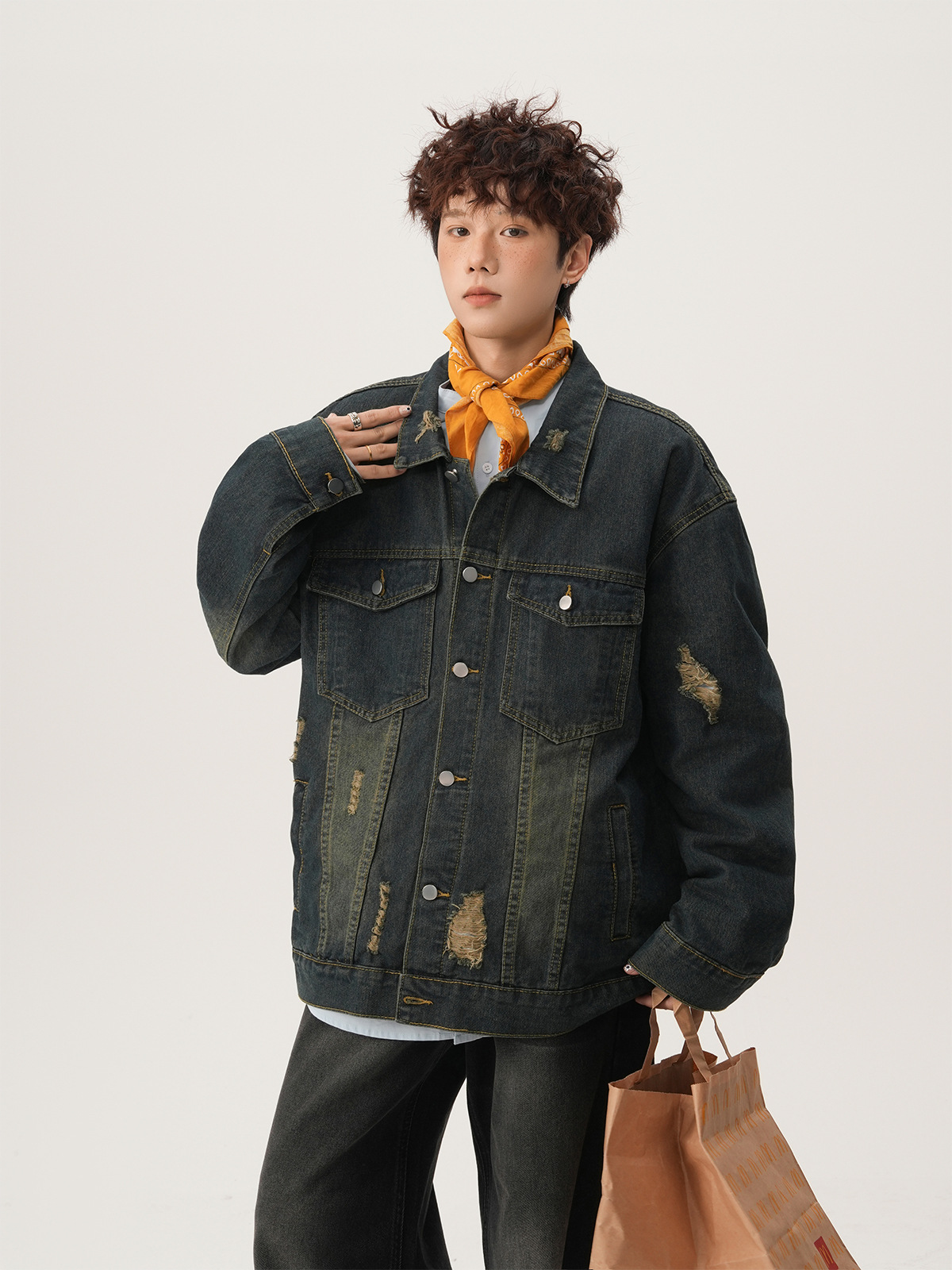 American High Street Ripped De - огляд і ціна Street Fashion Jacket Men