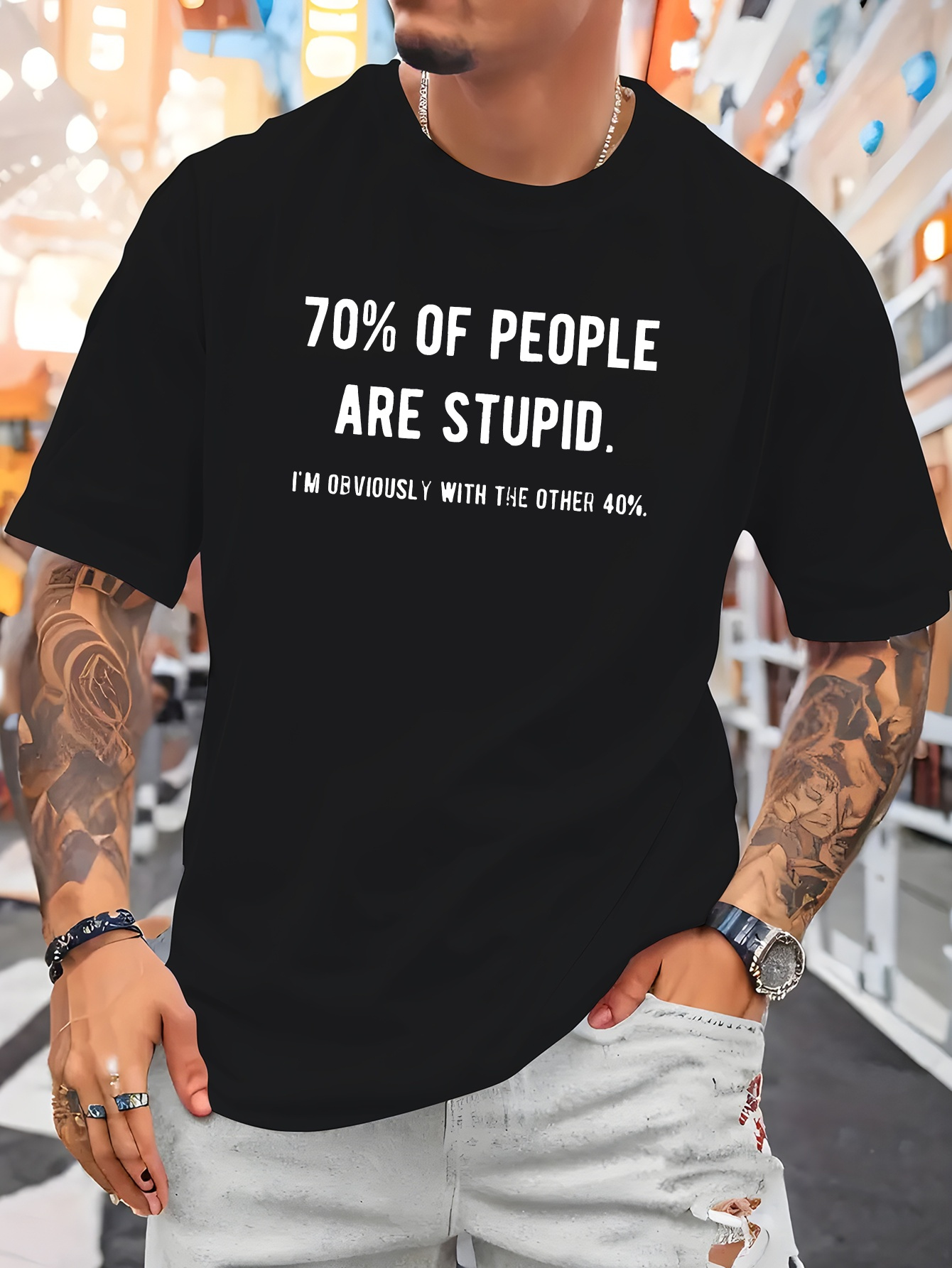 Sarcastic Quote Men Crew Neck  - огляд і ціна Street Fashion Quotes