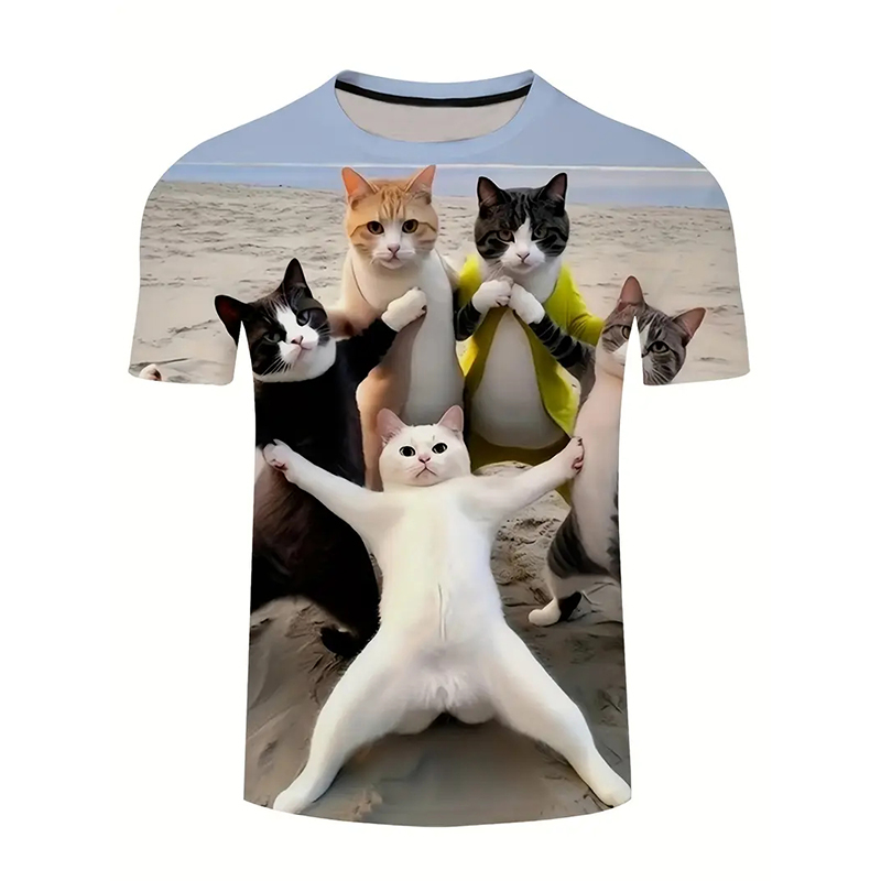 Cat Pattern Funny T-shirt Men' - огляд і ціна Street Fashion Of Japan
