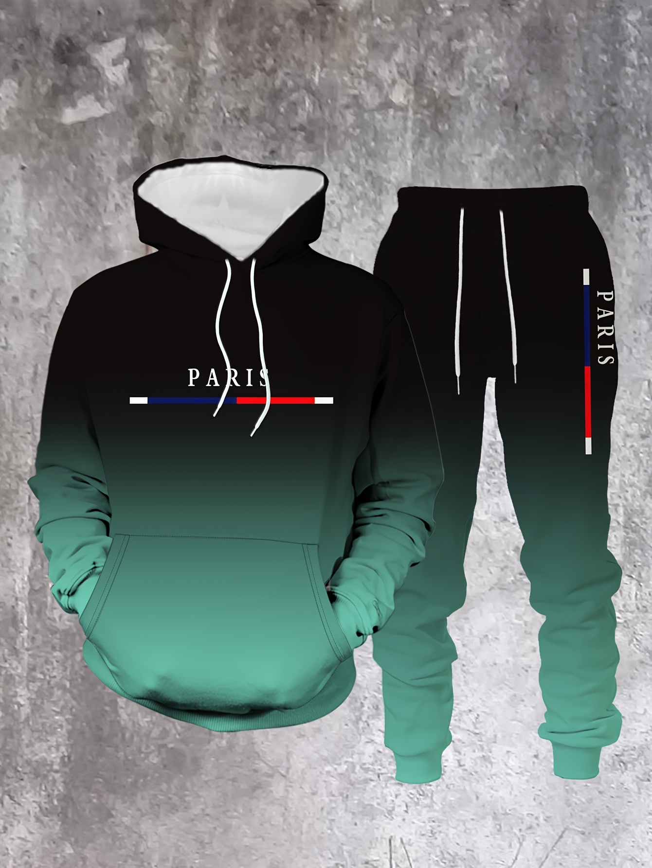 Gradient Color Paris Tracksuit - огляд і ціна Street Fashion Outfit For Men