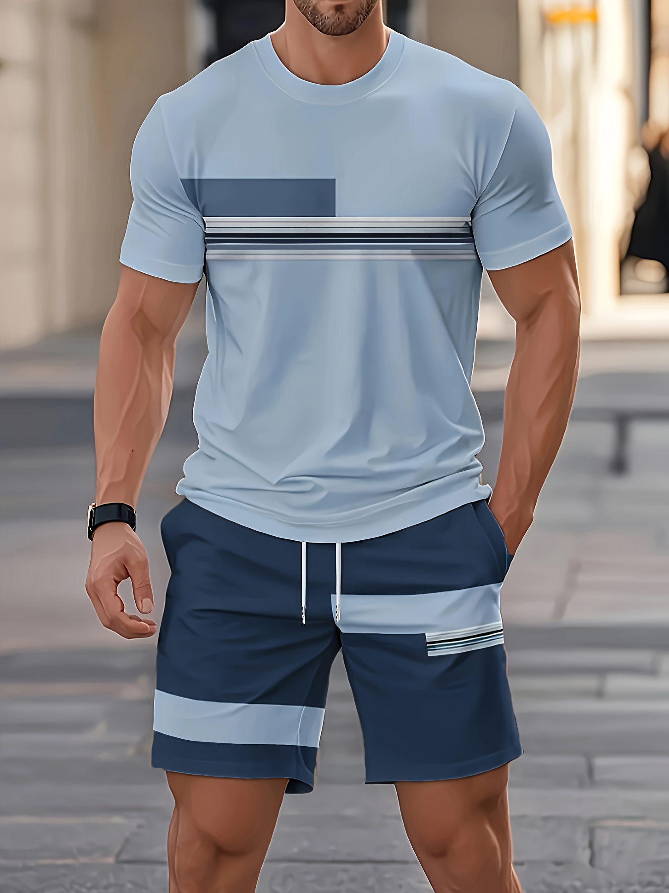 Summer Men's Sets Casual O-nec - огляд і ціна Street Fashion Outfit For Men